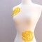2 Pieces Golden Yellow Embroidered Rose Appliques 5.5" Iron On Flower Patch Set